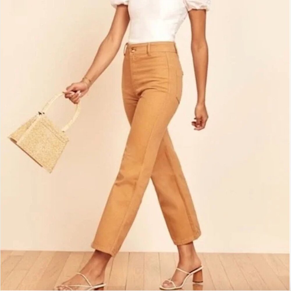 Reformation	Marine Wide Leg Cropped Jeans in Butterscotch - Size 26